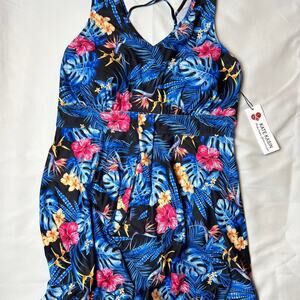 Blue and pink floral print